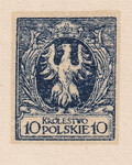 137 Projekt konkursowy barwa niebieska- H. Oderfeld i N. Romanus Polskie Marki Pocztowe 1918 rok