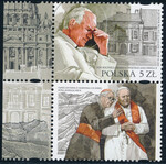 5055 przywieszka pod znaczkiem margines lewy czyste** 100 rocznica urodzin Świętego Jana Pawła II