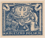 053 Projekt konkursowy barwa niebieska- Jan Ogórkiewicz Polskie Marki Pocztowe 1918 rok