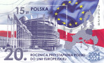 5383 Blok 382 czysty** 20.rocznica przystąpienia Polski do Unii Europejskiej