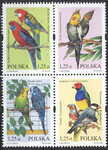 3967-3970 w czwórce I czyste** Egzotyczne ptaki hodowlane