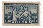 0386 b papier szarożółty gruby guma szarożółtawa czysty** VII Kongres Związków Zawodowych