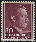 GG 079 y papier średni guma żeberkowana pionowo czysty** Portret A.Hitlera na jednolitym tle