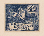 001 Projekt konkursowy barwa niebieska- Edmund Bartłomiejczyk Polskie Marki Pocztowe 1918 rok