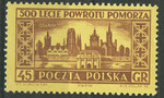 0733 a papier biały cienki gładki guma bezbarwna czysty** 500 rocznica powrotu Pomorza do Polski