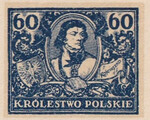 108 Projekt konkursowy barwa niebieska- Jan Ogórkiewicz Polskie Marki Pocztowe 1918 rok
