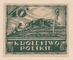 027 Projekt konkursowy barwa zielona- Edmund Bartłomiejczyk Polskie Marki Pocztowe 1918 rok