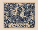 036 Projekt konkursowy barwa niebieska- M. Bystydzieński Polskie Marki Pocztowe 1918 rok