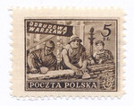 0513 a ciemnobrązowy papier średni jednolity ZL 12¾:11½ gwarancja czysty**  Wydanie na odbudowę Warszawy