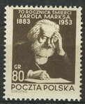 0658 c papier średni biały gładki guma żółtawa czysty** 70 rocznica śmierci Karola Marksa