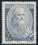 0608 a papier biały cienki czyste** 500 rocznica urodzin Leonarda da Vinci