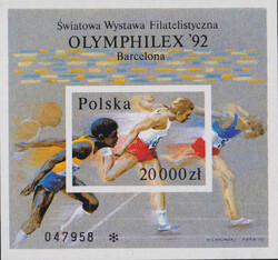 3244 Blok 148 A plamy obok nóg czysty** XXV Igrzyska Olimpijskie w Barcelonie