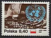 Znaczek Pocztowy. 2565 kasowany**  35 rocznica powstania ONZ