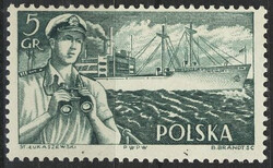 0815 a papier biały średni gładki prześwitujący guma biała z ząbkowaniem 12:12½ czysty** Statki polskie