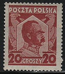 0226 a ciemnokarminowy czysty** 60 rocznica urodzin marszałka Józefa Piłsudskiego