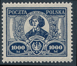 0164 b czarnoniebieski papier bardzo cienki typ II czysty** 150-lecie KEN i 450 rocznica urodzin M.Kopernika