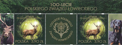 5312 rozdzielone przywieszką i nazwą emisji czyste** 100-lecie Polskiego Związku Łowieckiego