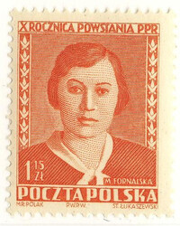 0585 a papier biały średni guma biała czysta** 10 rocznica powstania PPR