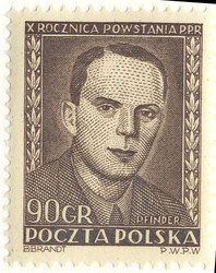 0584 b papier biały średni guma zółtawobiała czysta** 10 rocznica powstania PPR