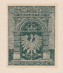 089 Projekt konkursowy barwa zielona- Bronisław Kopczyński Polskie Marki Pocztowe 1918 rok