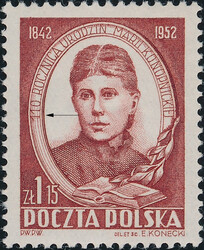 0602 B1 podwójna cyfra 1 znaczek czysty** 110. rocznica urodzin Marii Konopnickiej