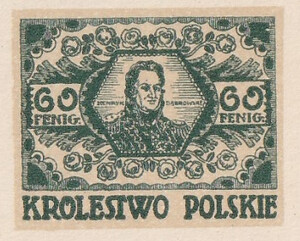 118 Projekt konkursowy barwa zielona- Antoni Dzierzbicki Polskie Marki Pocztowe 1918 rok