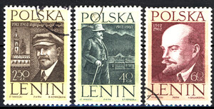 kasowane 1161-1163 50 rocznica pobytu Lenina w Polsce