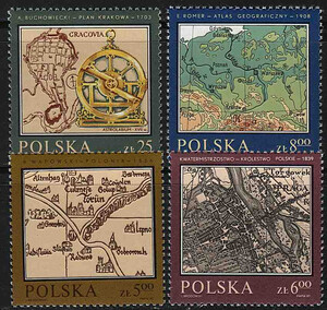 Znaczki Pocztowe. 2696-2699 czysty** Pomniki polskiej kartografii
