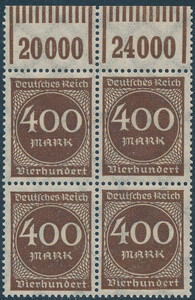 Deutsches Reich Mi.271 w czwórce margines 1'11'1 czyste**