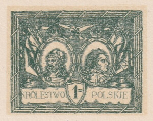 056 Projekt konkursowy barwa zielona- Lucjan Krongold Polskie Marki Pocztowe 1918 rok