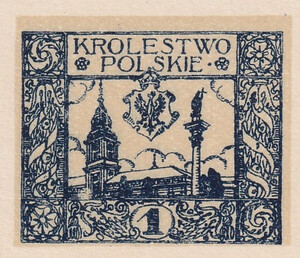 083 Projekt konkursowy barwa niebieska- Ludwik Sokołowski Polskie Marki Pocztowe 1918 rok