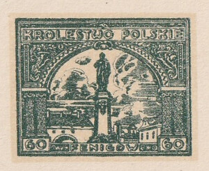 129 Projekt konkursowy barwa zielona- Antoni Dzierzbicki Polskie Marki Pocztowe 1918 rok