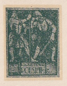 081 Projekt konkursowy barwa zielona- J. Sosnkowski, B. Pniewski Polskie Marki Pocztowe 1918 rok