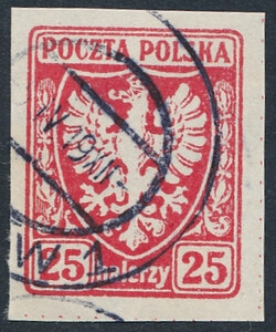 0062 kasowany Orzeł na tarczy heraldycznej