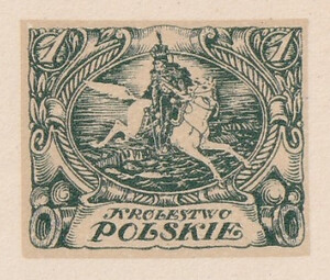 036 Projekt konkursowy barwa zielona- M. Bystydzieński Polskie Marki Pocztowe 1918 rok