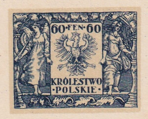 068 Projekt konkursowy barwa niebieska- Adam Knauf Polskie Marki Pocztowe 1918 rok