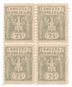 0090 C cl szarooliwkowy papier cienki prążkowany pionowo ZL 11½ w czwórce czyste**