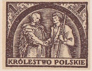 113 Projekt konkursowy barwa brązowa- Jan Ogórkiewicz Polskie Marki Pocztowe 1918 rok