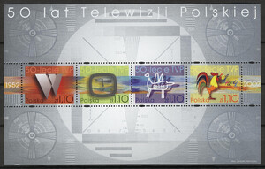 3853-3856 Blok 183 czysty** 50-lecie Telewizji Polskiej