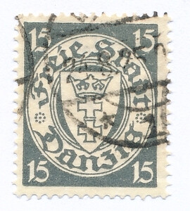 WMG 189 bw ciemnoszary kasowany Herb Gdańska w owalu 