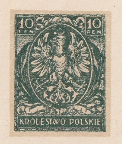 114 Projekt konkursowy barwa zielona- Antoni Dzierzbicki Polskie Marki Pocztowe 1918 rok