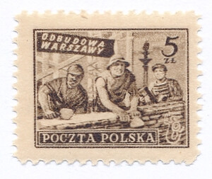 0513 c żółtobrązowy papier średni jednolity ZL 11¼:12 gwarancja czysty** Wydanie na odbudowę Warszawy