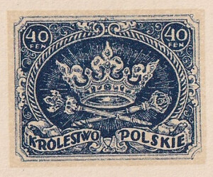 116 Projekt konkursowy barwa niebieska- Antoni Dzierzbicki Polskie Marki Pocztowe 1918 rok