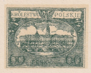 057 Projekt konkursowy barwa zielonej- Lucjan Krongold Polskie Marki Pocztowe 1918 rok