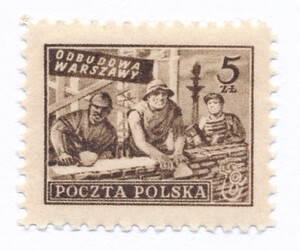 0513 a ciemnobrązowy papier średni jednolity ZL 10¾ gwarancja czysty** Wydanie na odbudowę Warszawy