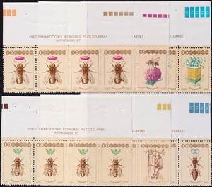 2958-2963 nazwa emisji paski (4) czyste** XXXI Międzynarodowy Kongres Pszczelarski "Apimondia '87"