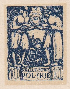 043 Projekt konkursowy barwa niebieska- Jerzy Sosnkowski, Tadeusz Gronowski Polskie Marki Pocztowe 1918 rok