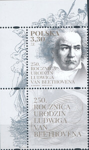 5118 przywieszka pod znaczkiem czysty** 250 rocznica urodzin Ludwiga van Beethoven