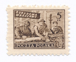 0513 c żółtobrązowy papier średni jednolity ZL 11:10¾ gwarancja czysty** Wydanie na odbudowę Warszawy