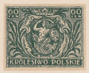 115 Projekt konkursowy barwa zielona- Antoni Dzierzbicki Polskie Marki Pocztowe 1918 rok